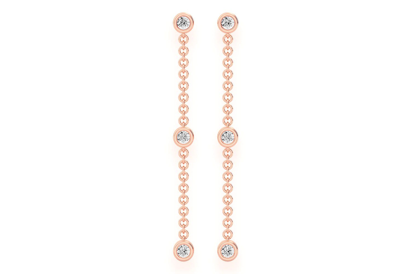 BEZEL SET DANGLING EARRINGS 14K SOLID GOLD 0.33CTW