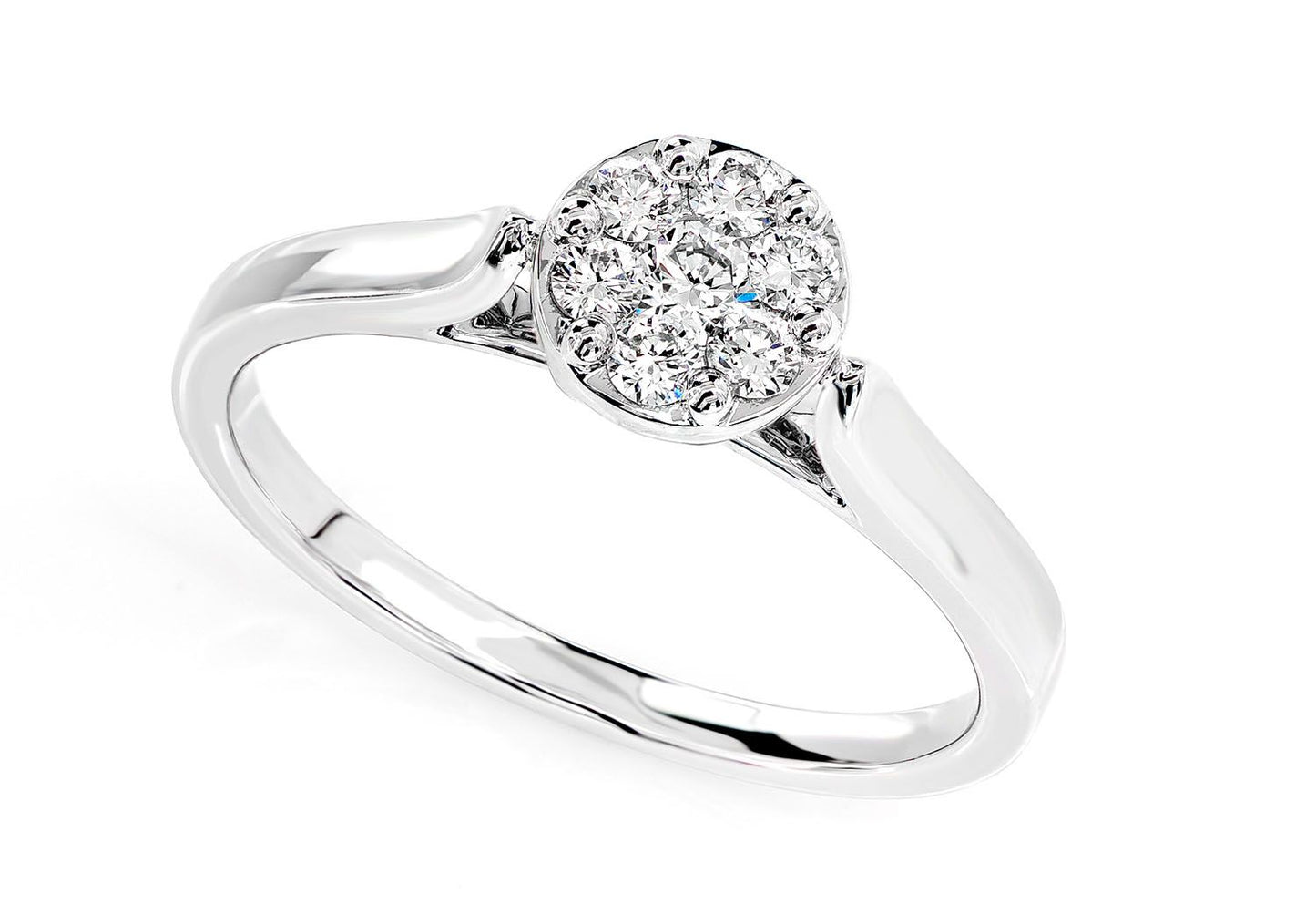 INEL DE LOGODNĂ CATHEDRAL ROTUND CU DIAMANTE, AUR MASIV 14 CT - 0.25 CT