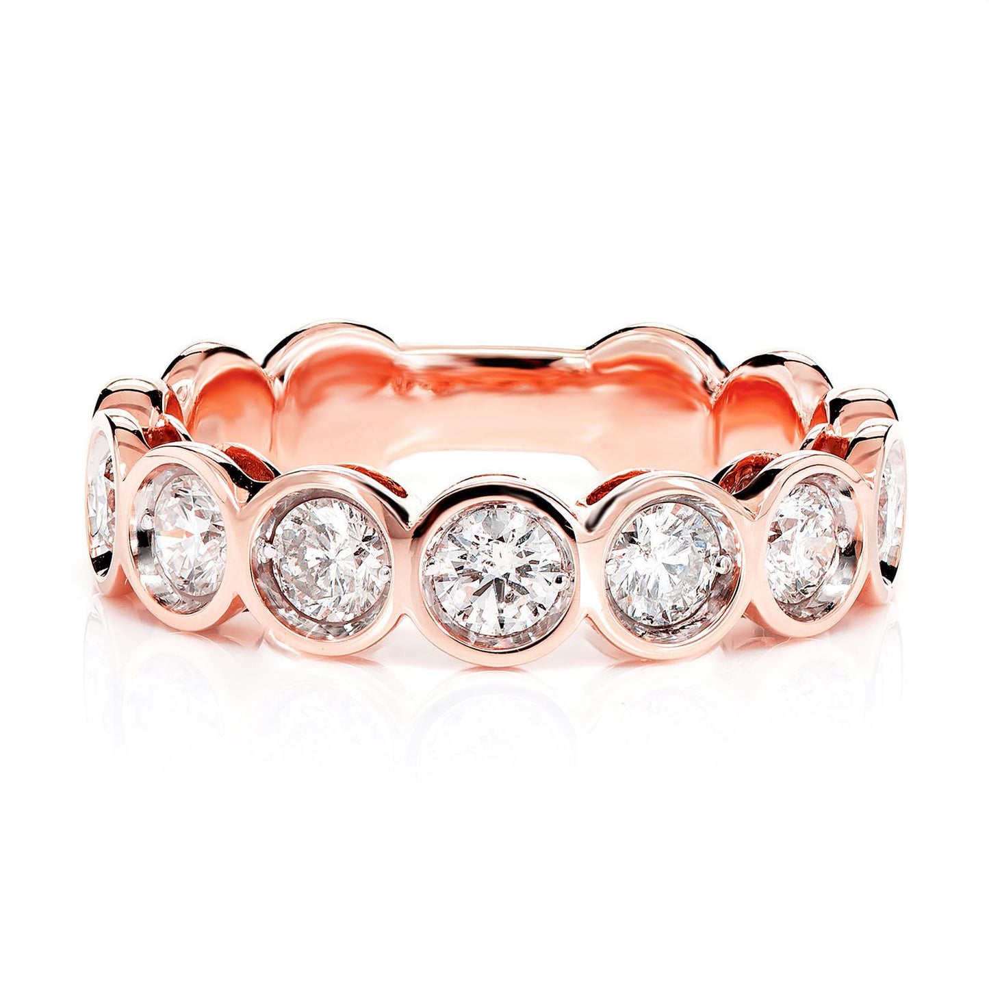 SEVEN STONE BEZEL SET BAND RING 14K SOLID GOLD 1.00CTW