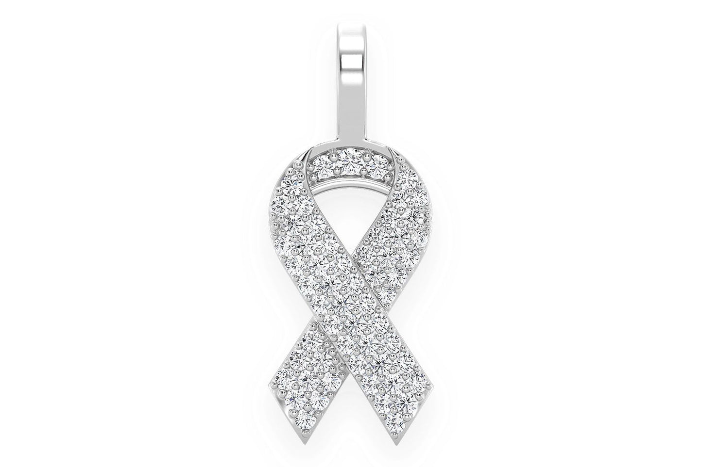 AWARENESS RIBBON DIAMOND PENDANT 14K SOLID GOLD .25CTW