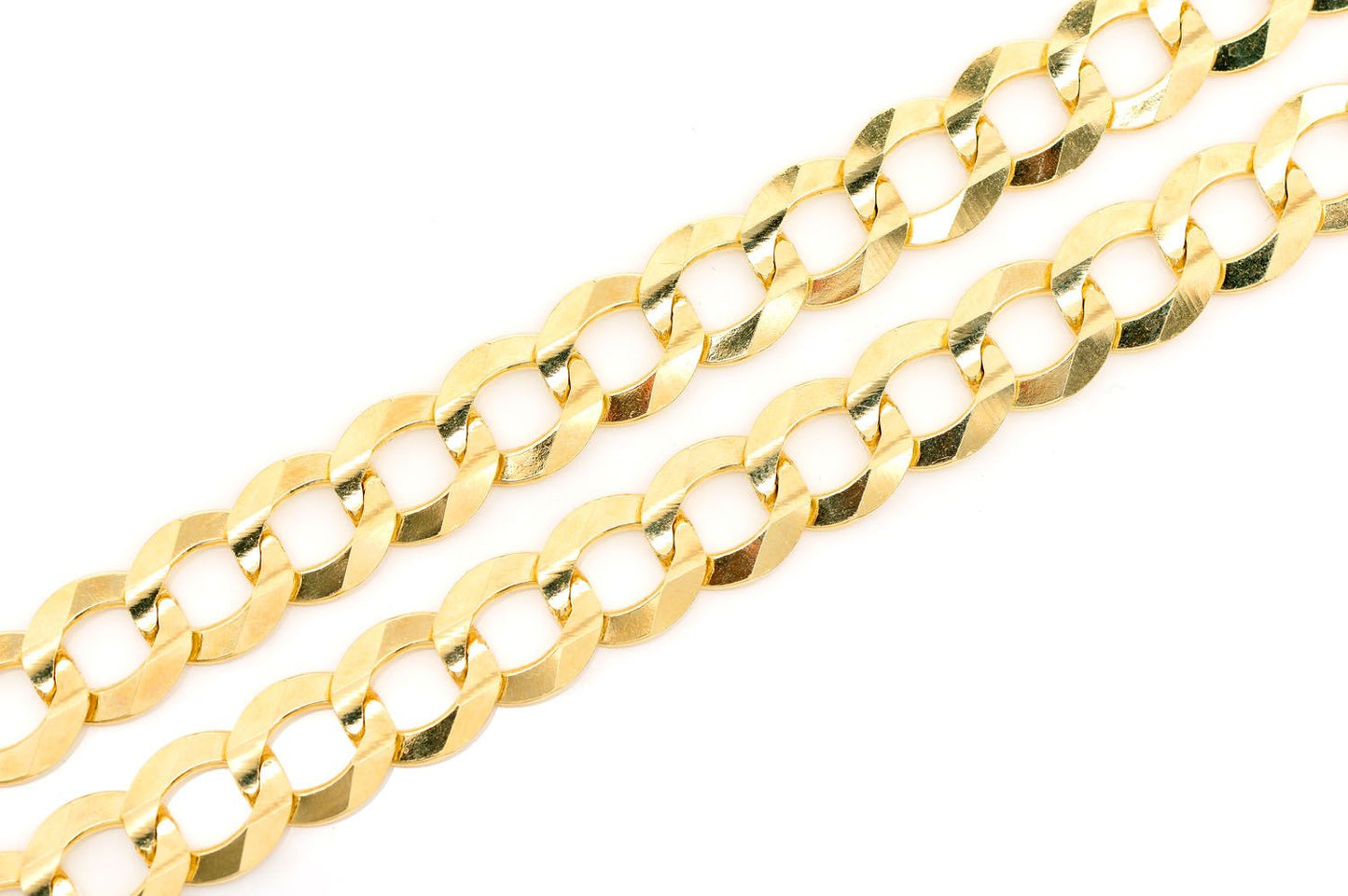9.5MM FLAT CURB LINK 14K SOLID GOLD CHAIN