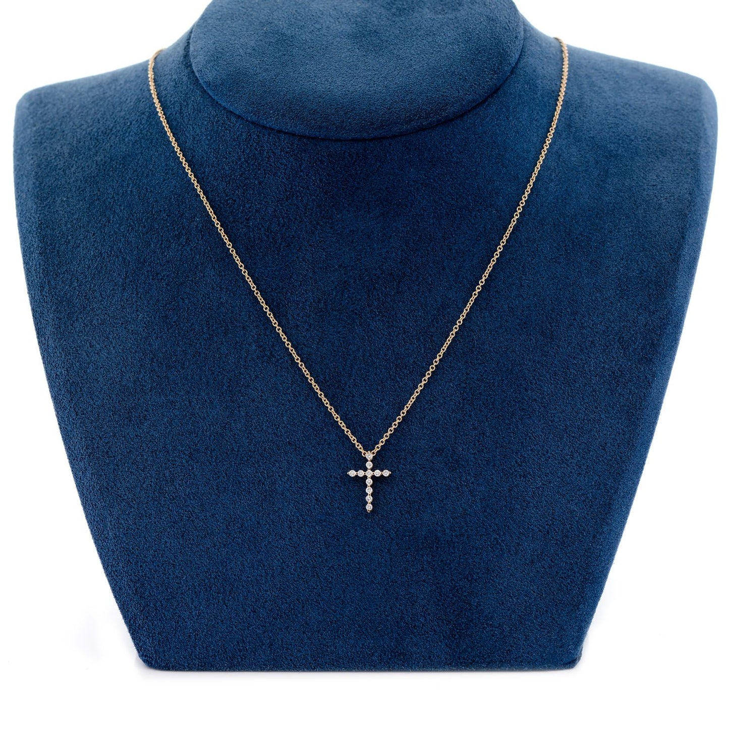 CROSS DIAMOND PENDANT NECKLACE ATTACHED 14K SOLID GOLD .15CTW