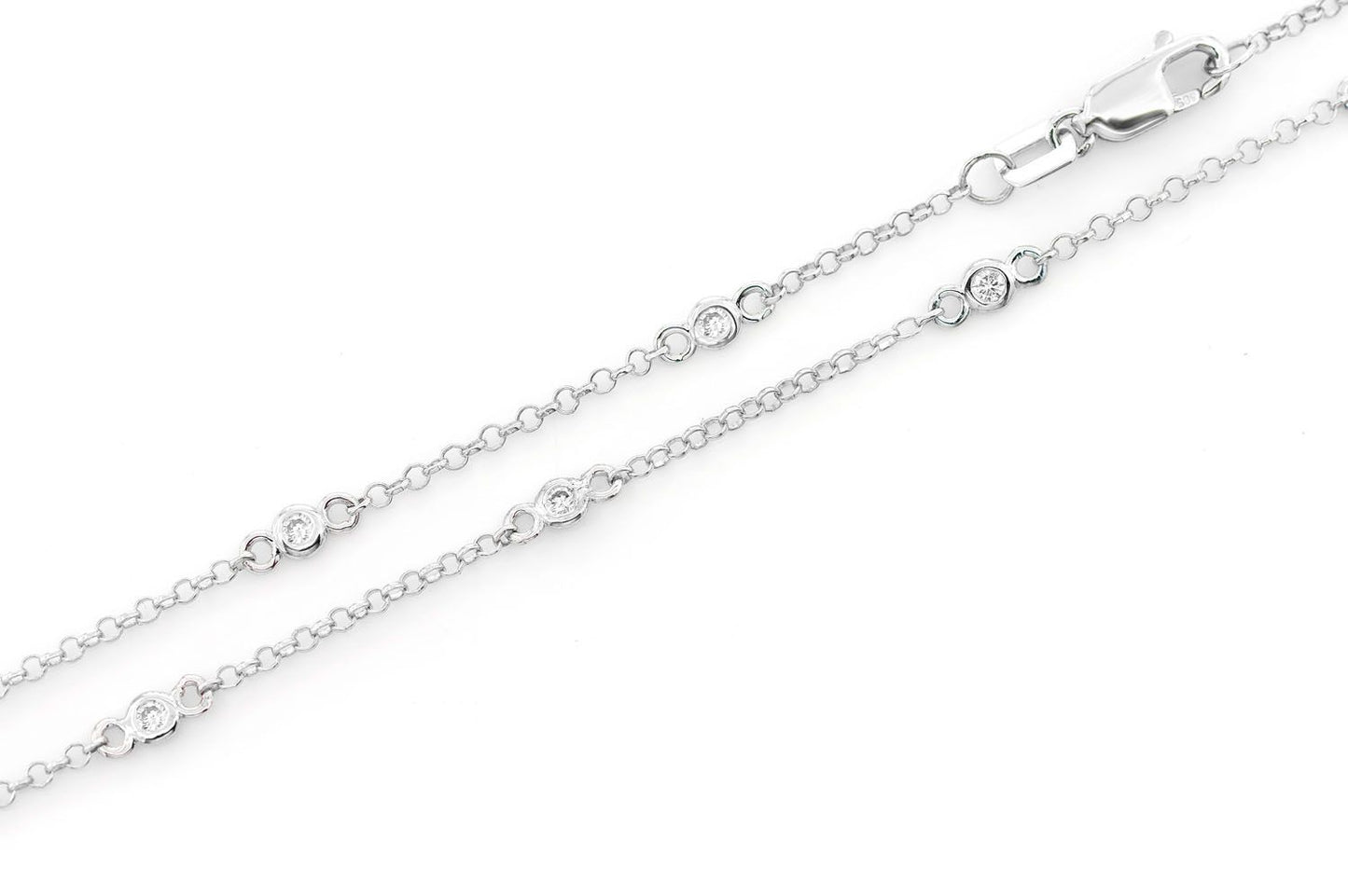 ROUND BEZEL SET DIAMOND NECKLACE CONNECTED 14K SOLID GOLD 0.35CTW