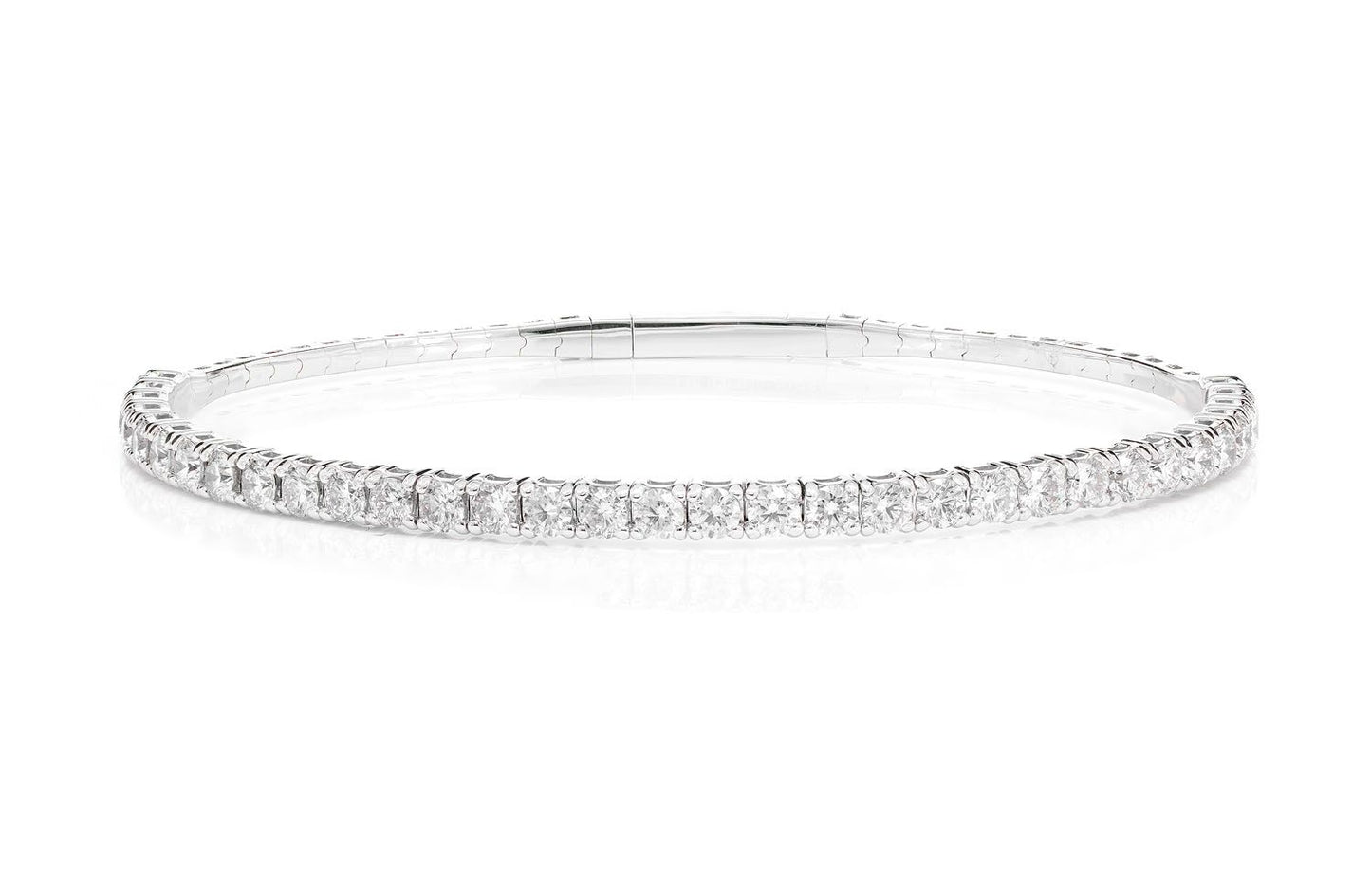 8PT PRONG SET FLEX DIAMOND TENNIS BANGLE BRACELET 14K SOLID GOLD 2.90CTW