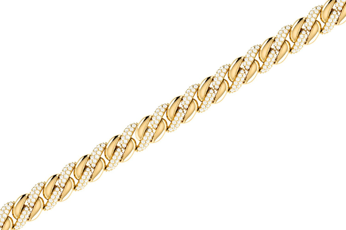 MIAMI CUBAN HALF LINK DIAMOND BRACELET 14K SOLID GOLD 0.85CTW