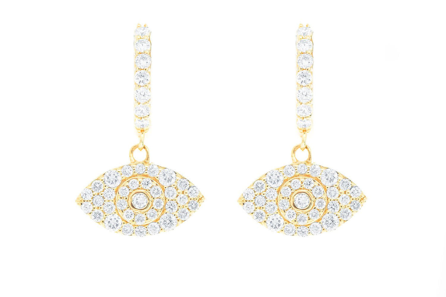 CERCEI CU DIAMANTE CU FORMĂ DE OCHI RĂU, AUR MASIV DE 14K, 0.50CT