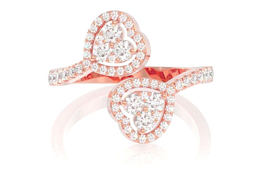 MOSAIC HEART WRAP DIAMOND RING 14K SOLID GOLD 0.60CTW