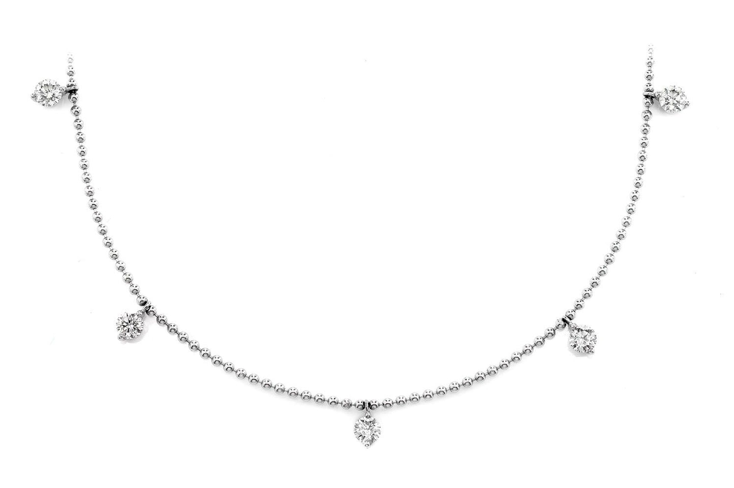 7 STONE PRONG SET DIAMOND DANGLE STATION NECKLACE 14K SOLID GOLD 0.85CTW