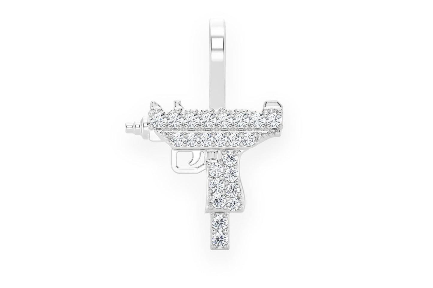 UZI DIAMOND PENDANT 14K SOLID GOLD .15CTW