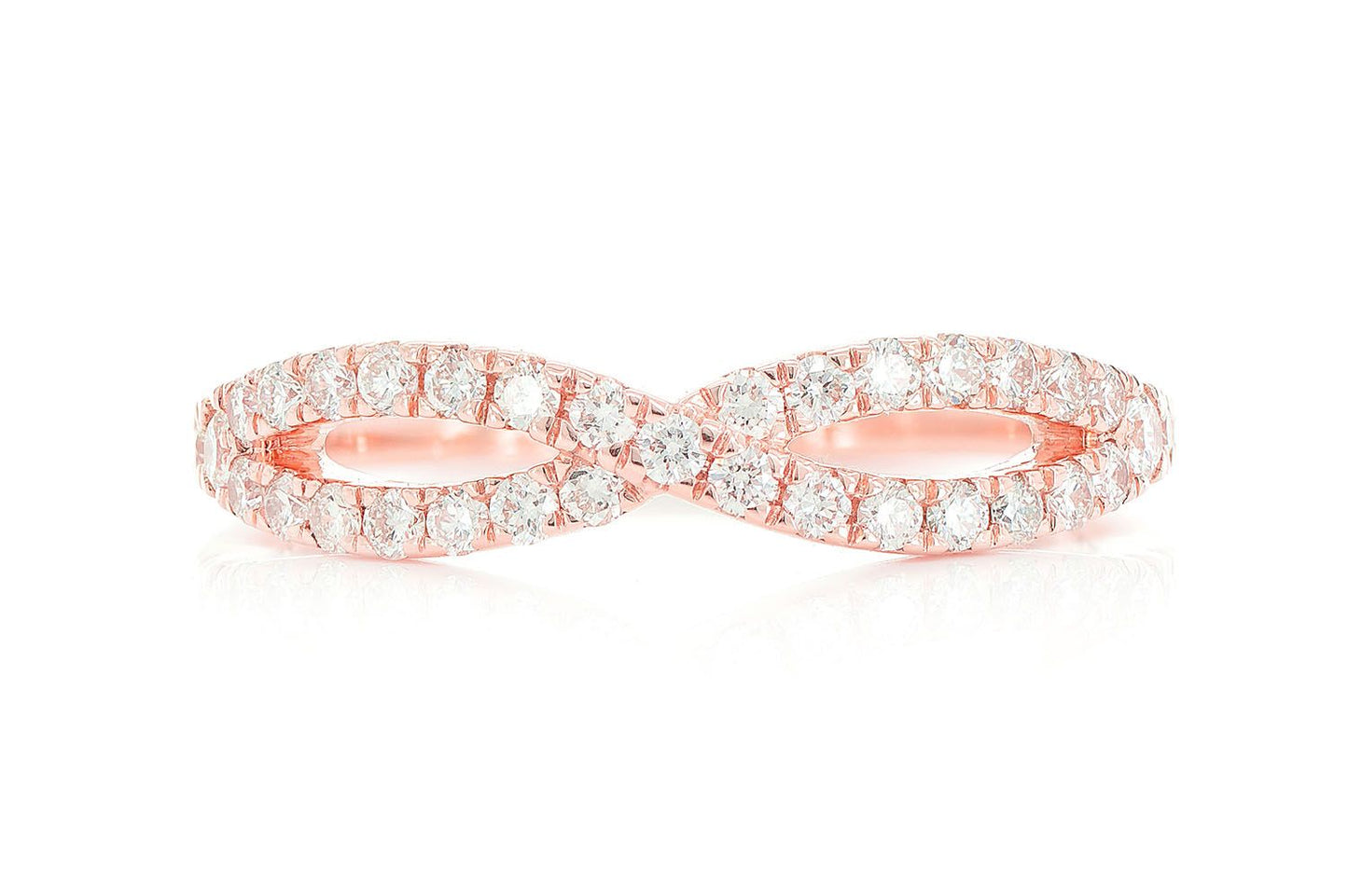 CROSSOVER DIAMOND RING 14K SOLID GOLD 0.50CTW