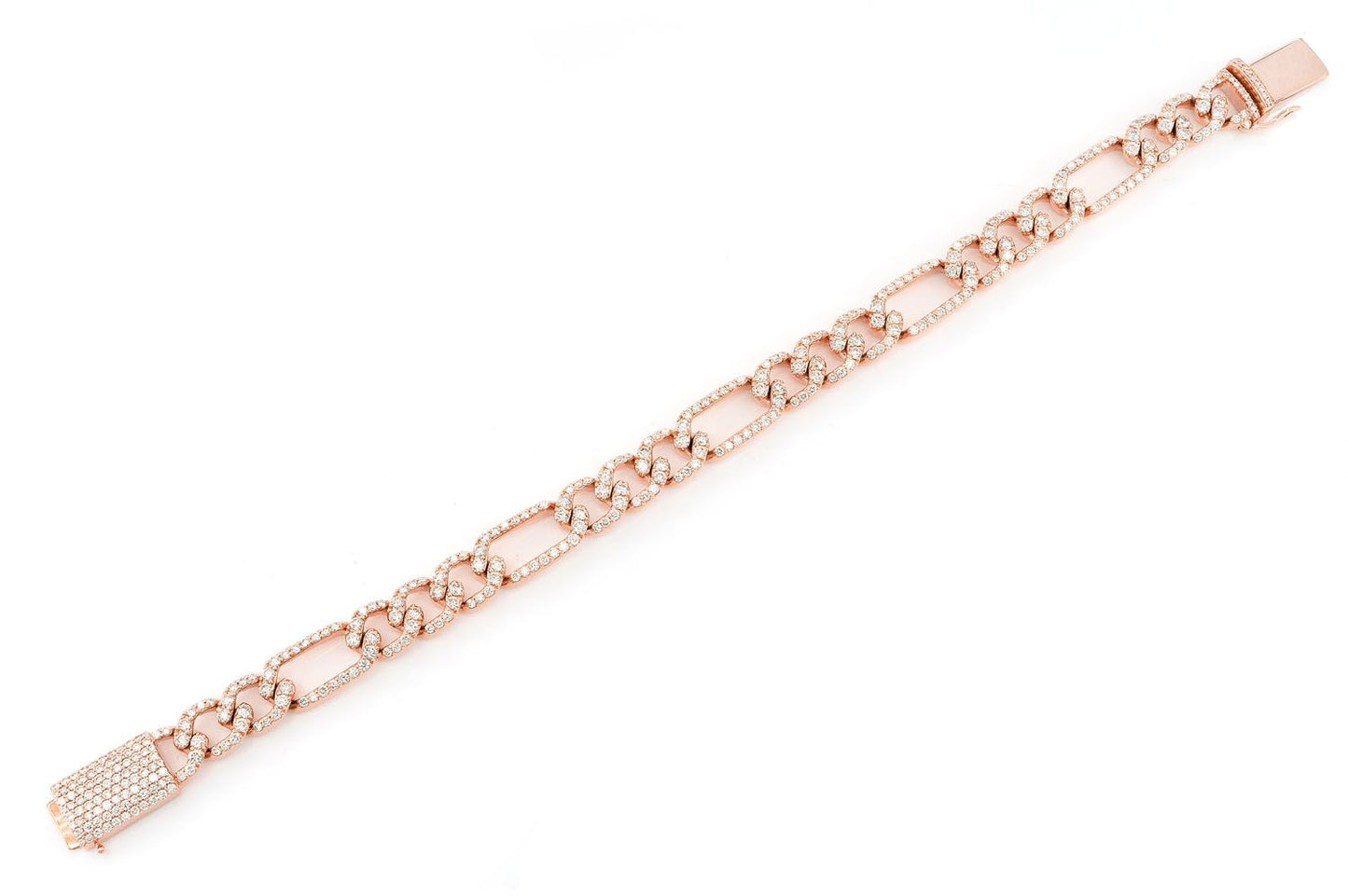 6MM FIGARO LINK DIAMOND BRACELET 14K SOLID GOLD 3.50CTW