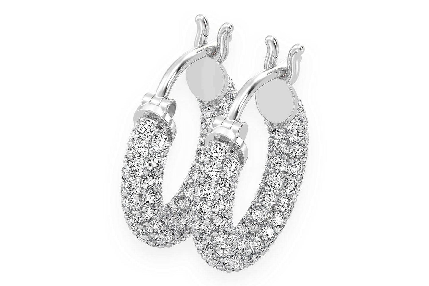BUBBLY ETERNITY HOOP DIAMOND EARRINGS 14K SOLID GOLD 2.00CTW