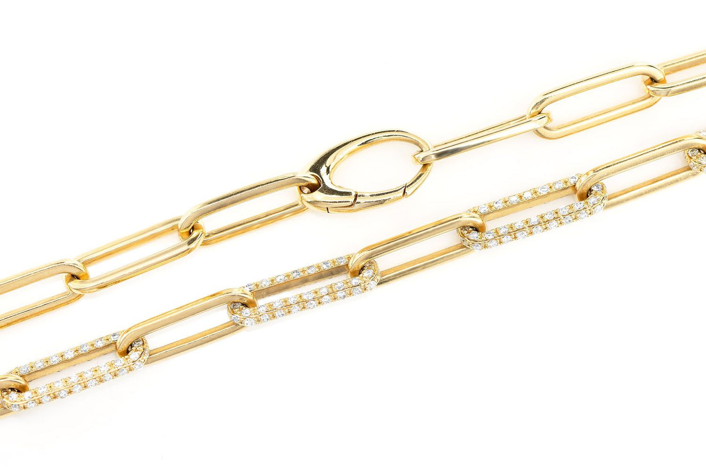 ALTERNATING ELONGATED DIAMOND ROLO LINK 18" NECKLACE 14K SOLID GOLD 5.35CTW