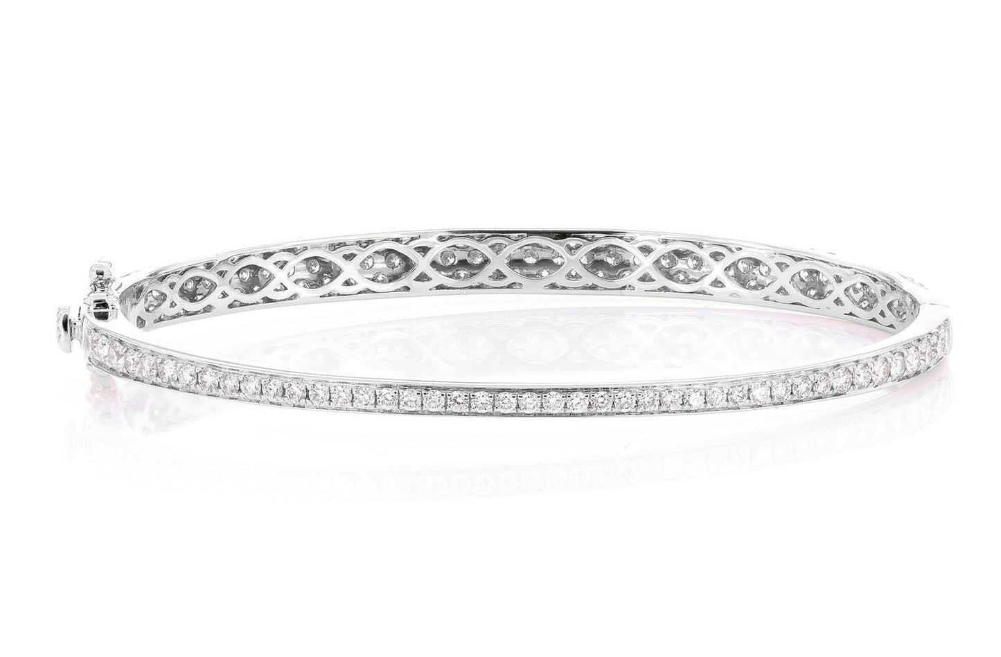 BUBBLY TWO-SIDED DIAMOND BANGLE BRACELET 4.00CTW 14K SOLID GOLD