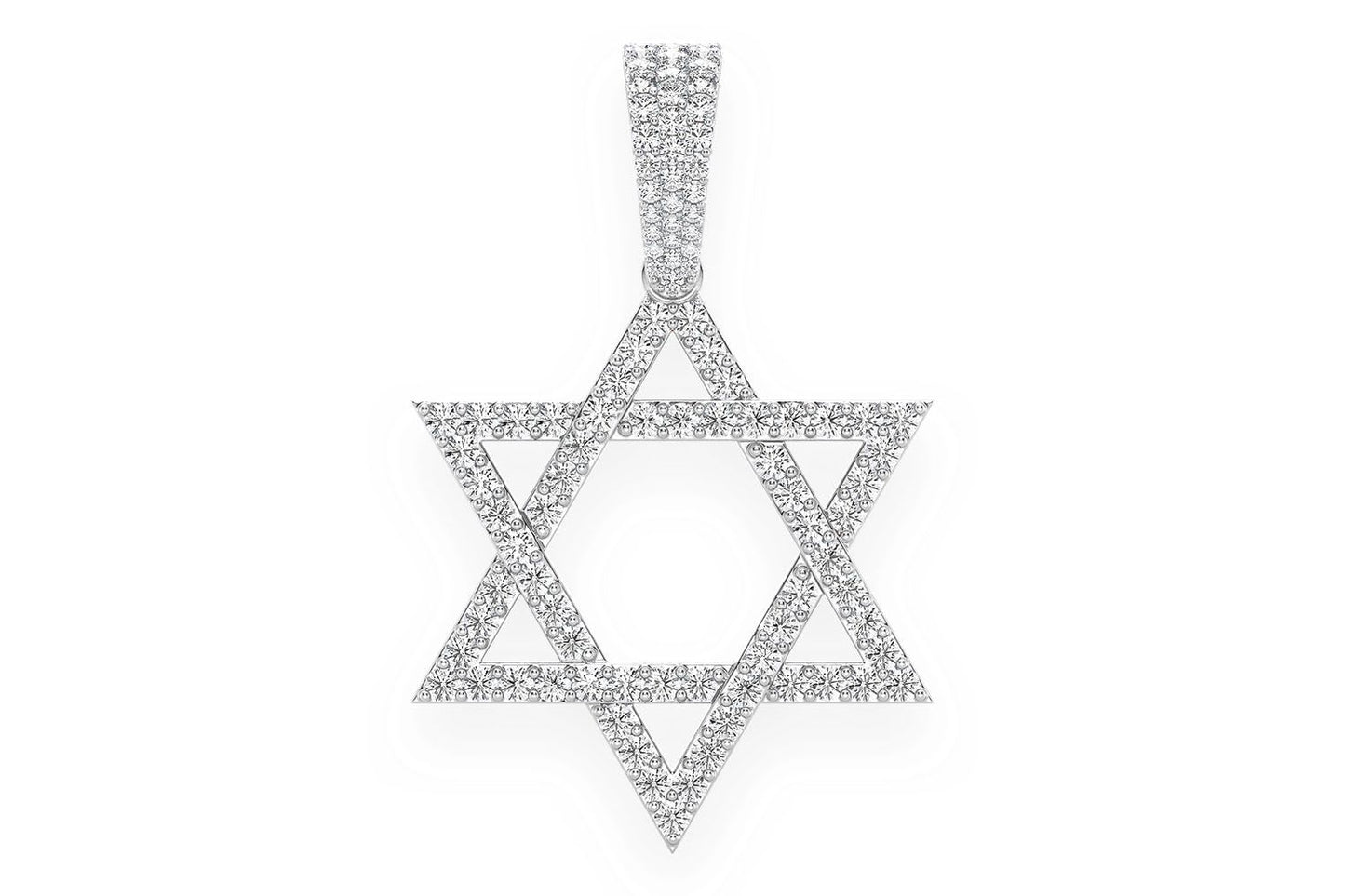 STAR OF DAVID DIAMOND PENDANT 14K SOLID GOLD 1.90CTW