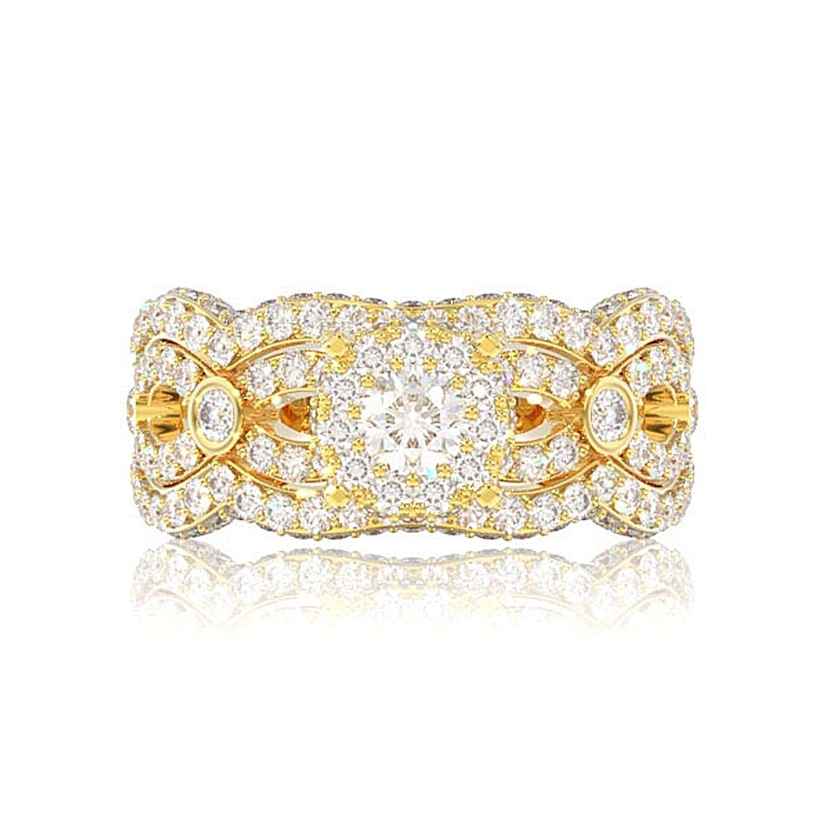 CLUSTER BEZEL 4 ROW DIAMOND ENGAGEMENT RING - 1.75CTW