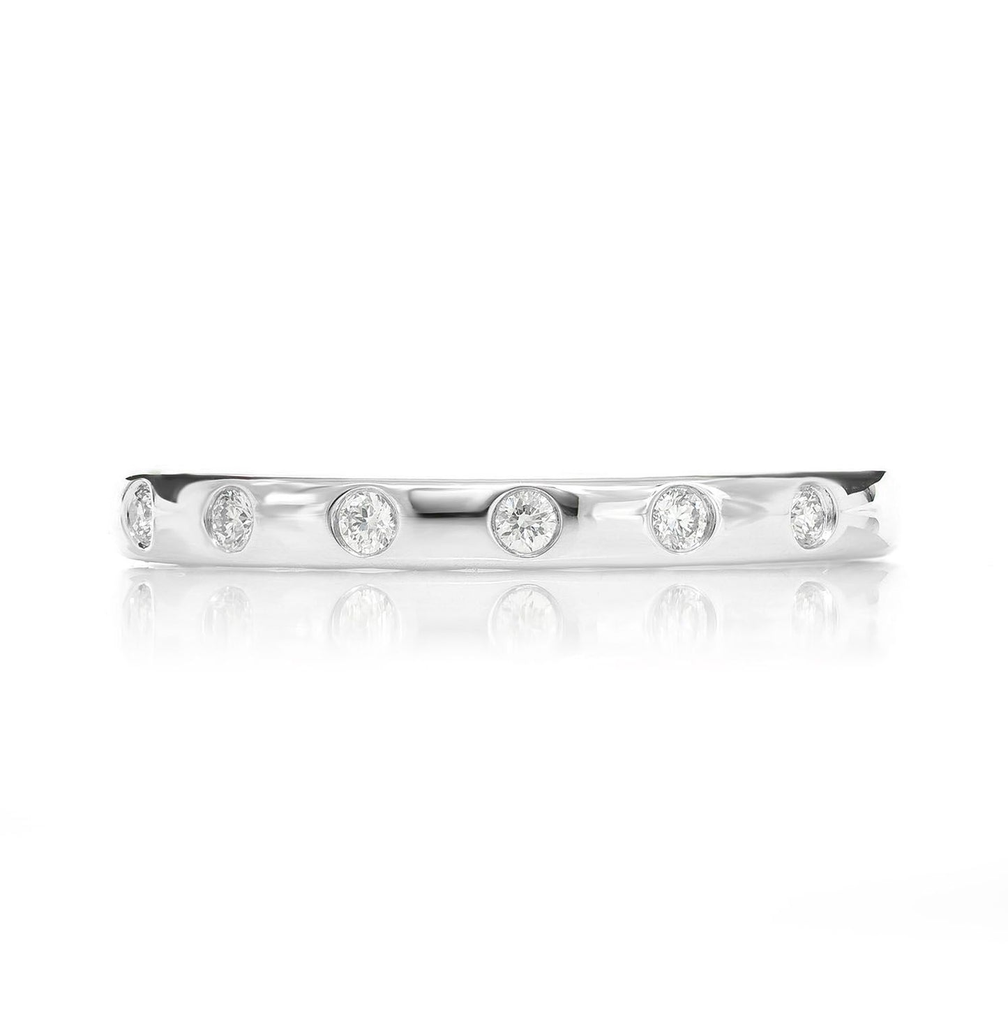 THIN GYPSY SET DIAMOND BAND RING 14K SOLID GOLD 0.10CTW