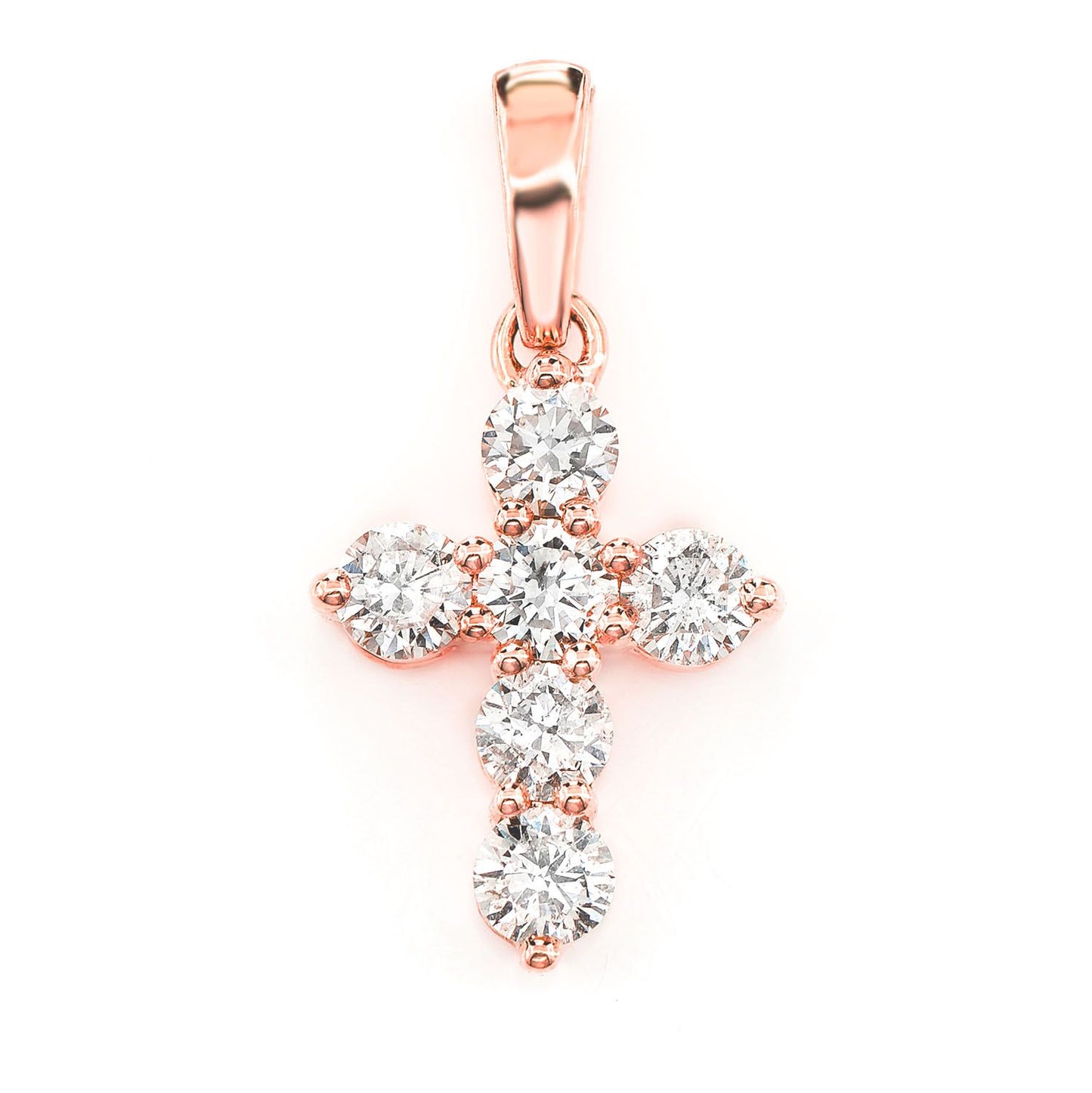 POINTED DIAMOND CROSS 14K SOLID GOLD 0.75CTW