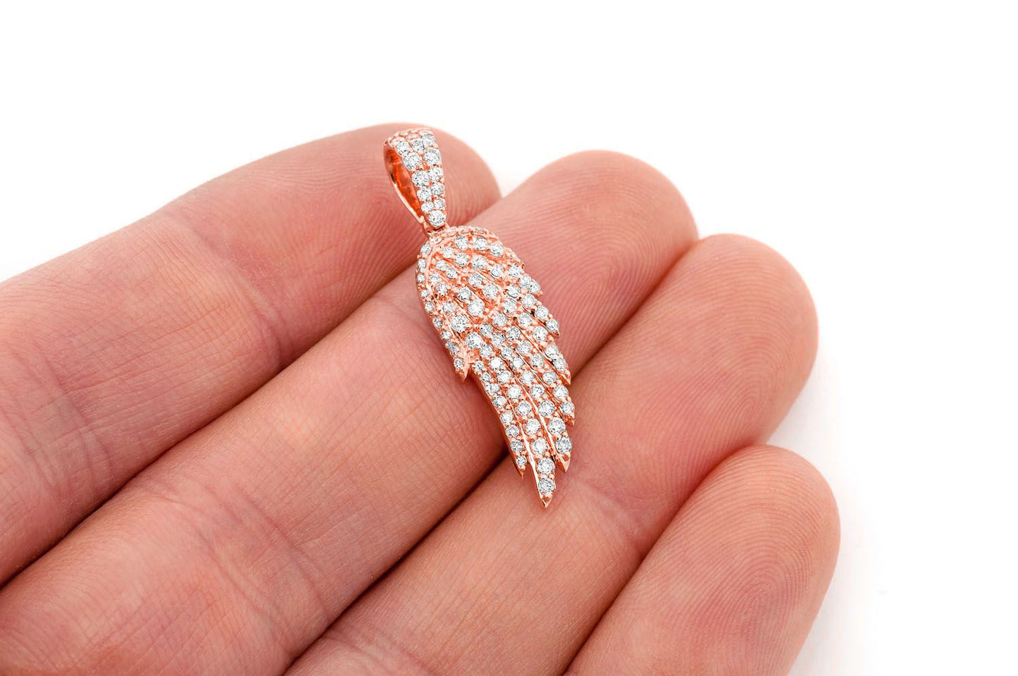 ANGEL WING DIAMOND PENDANT 14K SOLID GOLD 0.85CTW