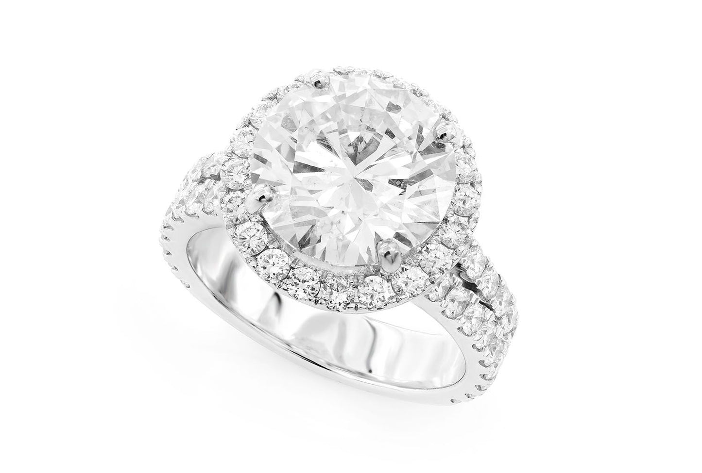 5.01CT ROUND HALO DIAMOND ENGAGEMENT RING 14K SOLID GOLD 6.69CTW