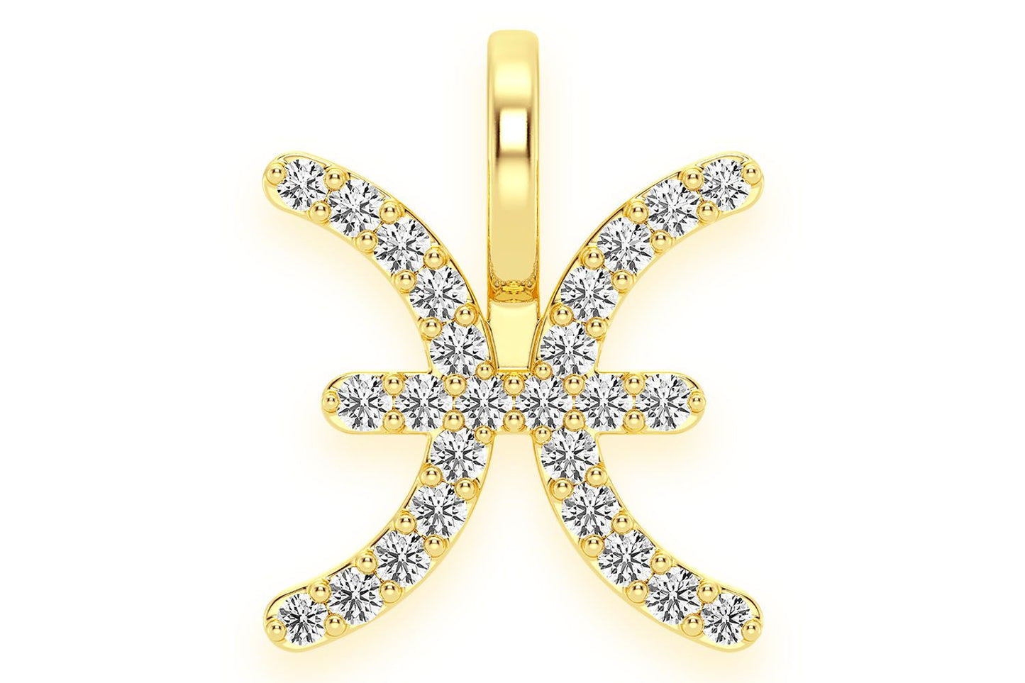 PANDANT ZODIACĂ PEȘTI CU DIAMANT AUR MASIV 14K 0.10CTW