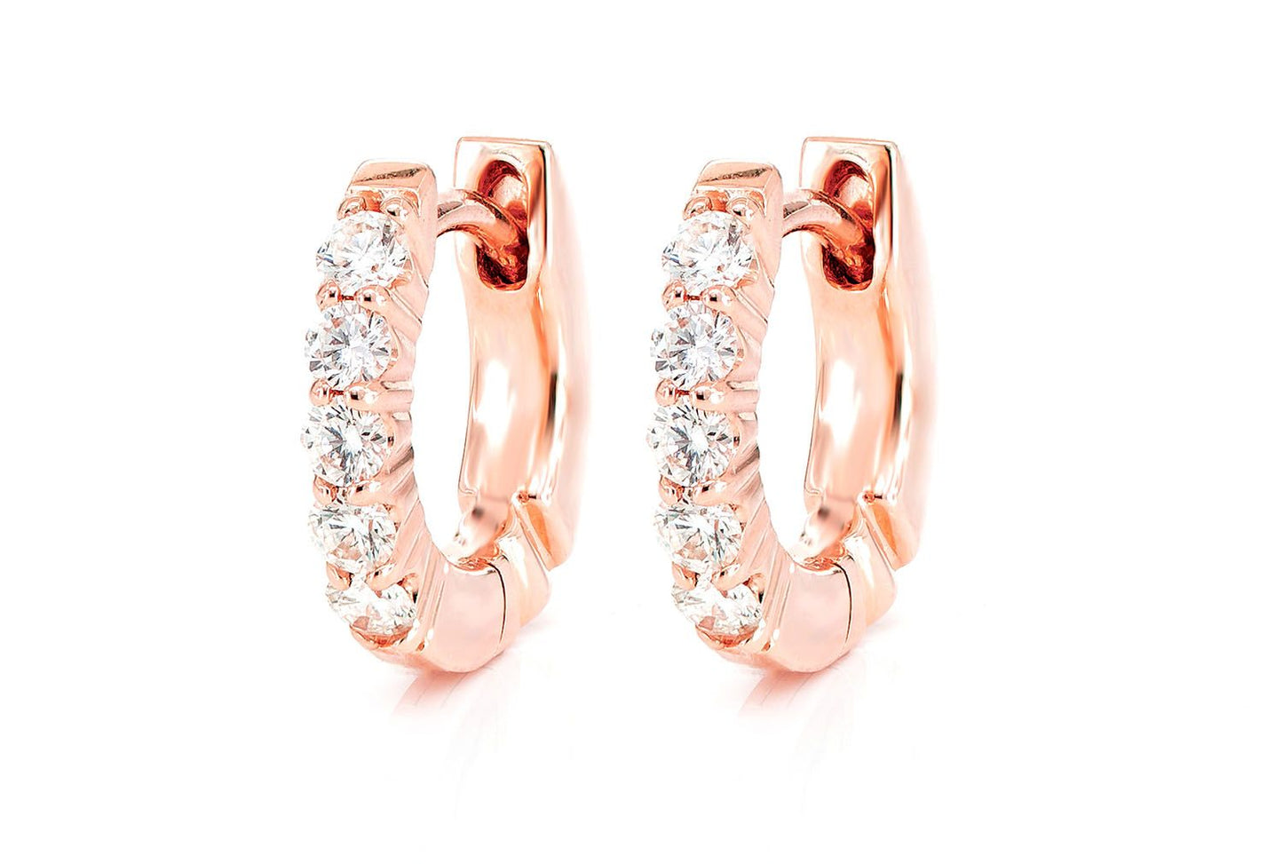 SCALLOP DIAMOND HOOP EARRINGS 14K SOLID GOLD 0.30CTW