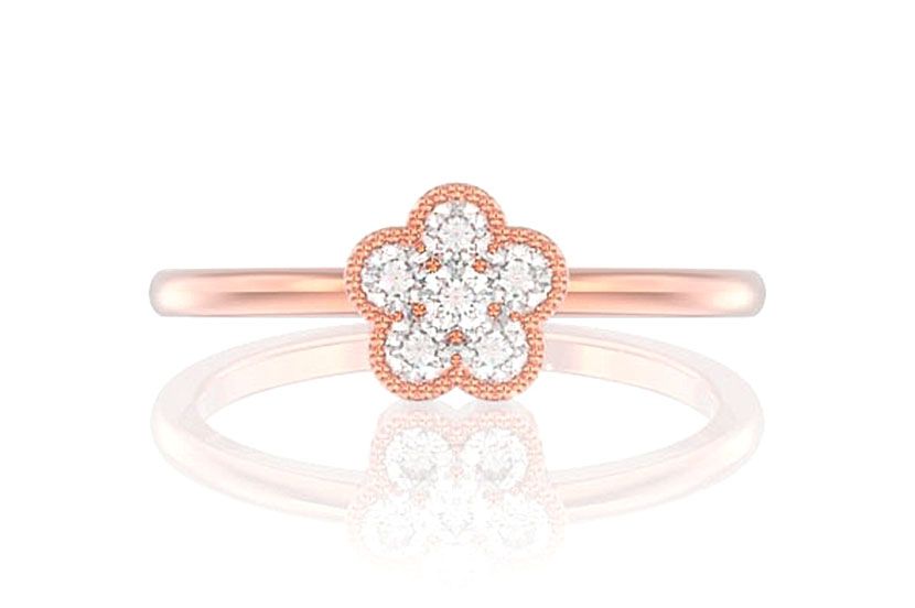 DIAMOND MILGRAIN CLOVER ENGAGEMENT RING - 0.25CTW