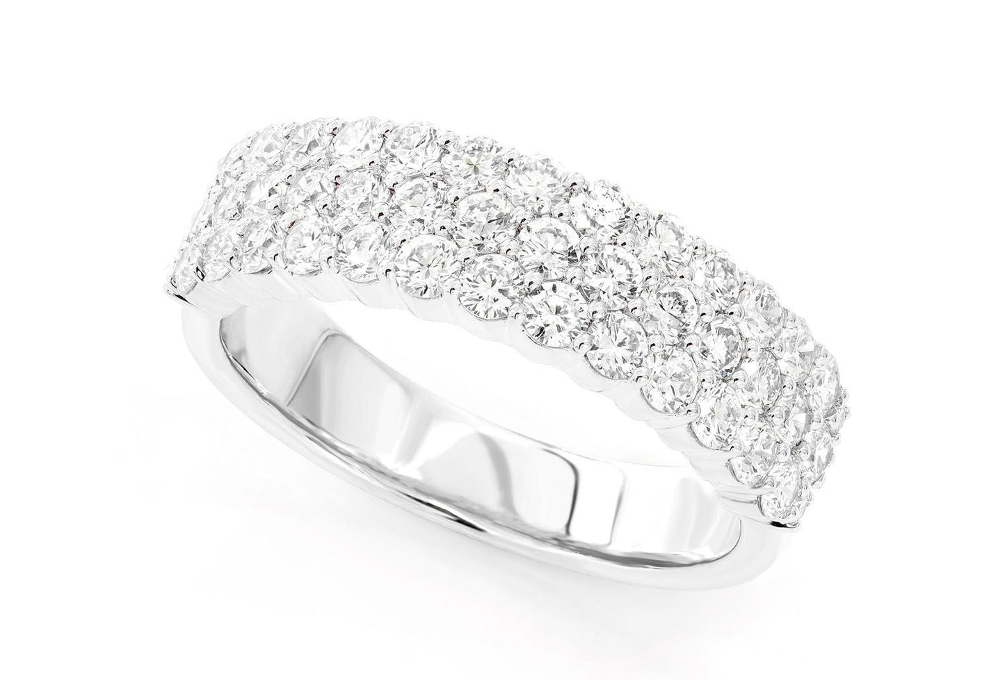 3 ROW DIAMOND BAND 14K SOLID GOLD 2.20CTW