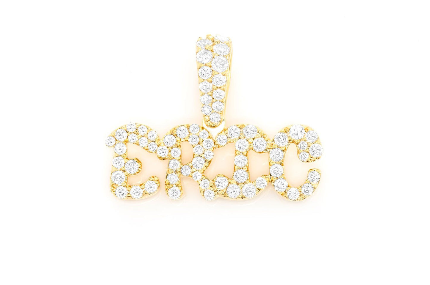 ERIC CUSTOM NAMEPLATE DIAMOND PENDANT 14K SOLID GOLD
