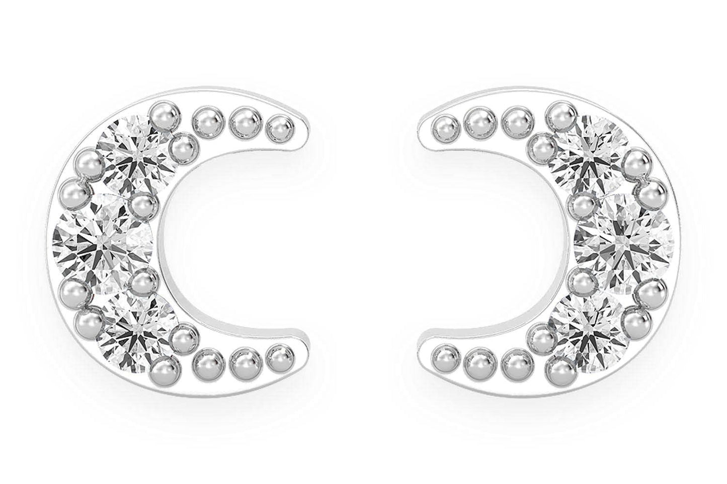 CERCEI MOON STUD CU DIAMANTE, AUR MASIV DE 14K, 0.05CT