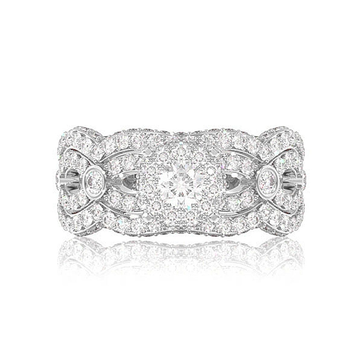 CLUSTER BEZEL 4 ROW DIAMOND ENGAGEMENT RING - 1.75CTW