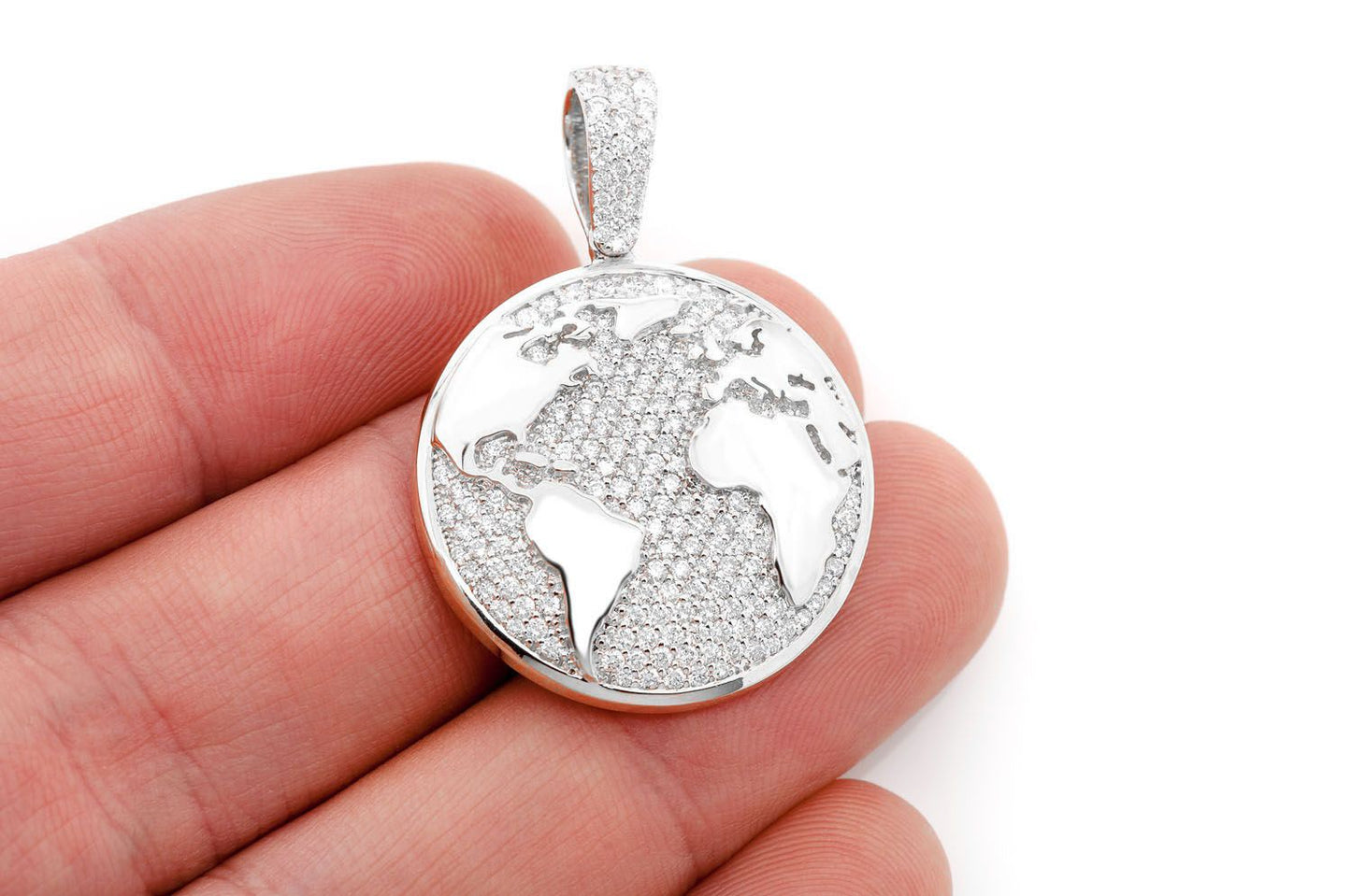 GLOBE DIAMOND PENDANT 14K SOLID GOLD 1.25CTW