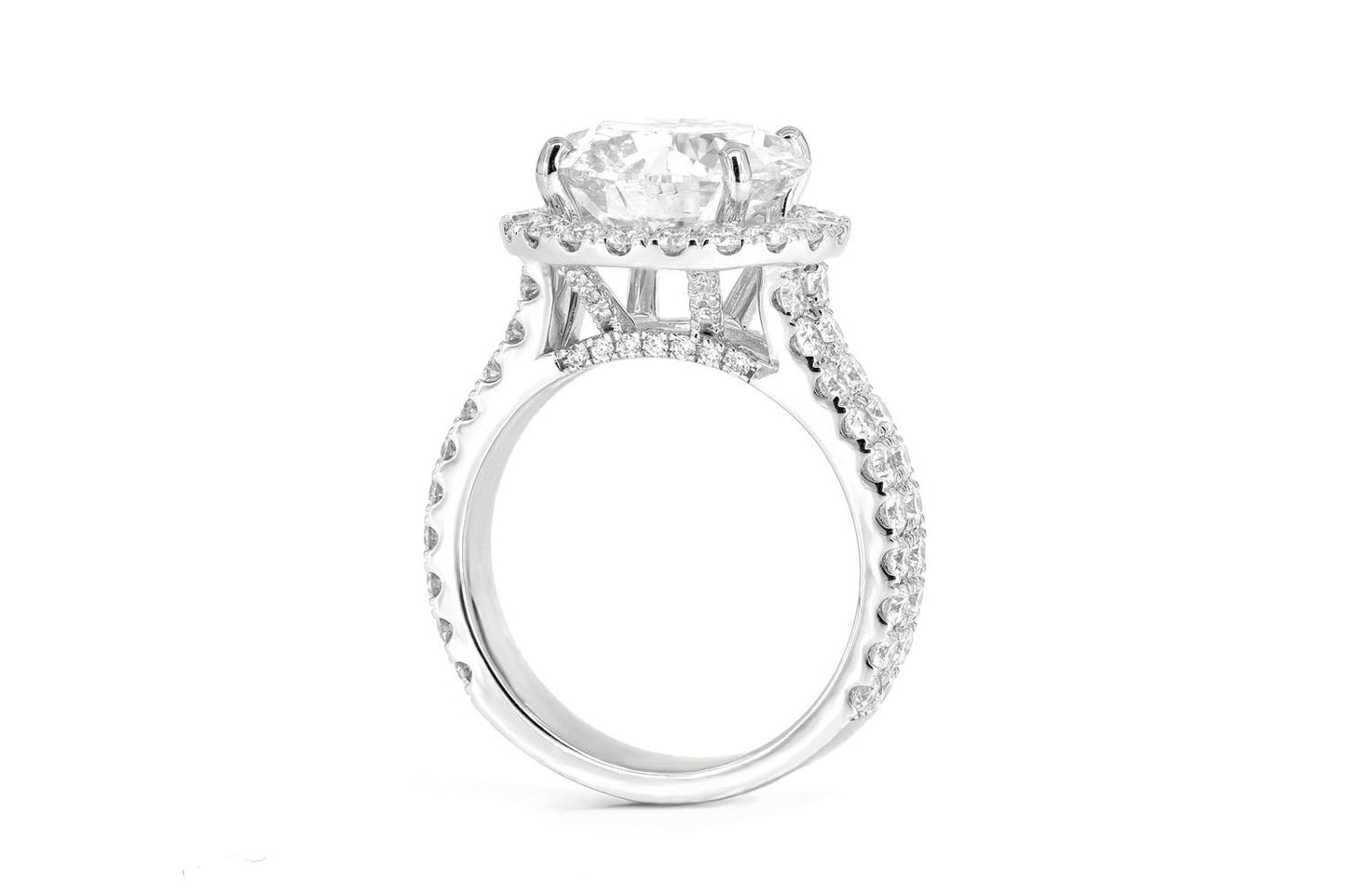 5.01CT ROUND HALO DIAMOND ENGAGEMENT RING 14K SOLID GOLD 6.69CTW