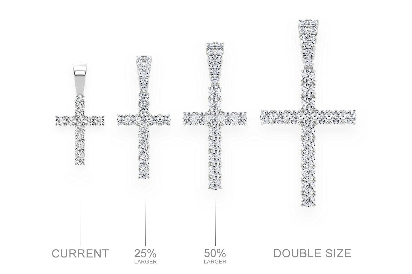MIRACLE SET CROSS DIAMOND PENDANT 14K SOLID GOLD 0.15CTW