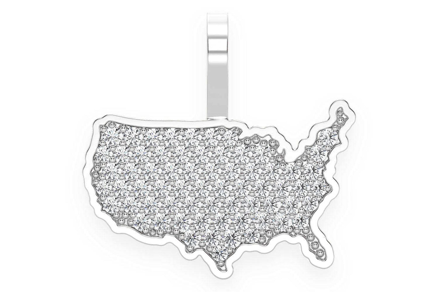 UNITED STATES OF AMERICA DIAMOND PENDANT 14K SOLID GOLD 0.30CTW