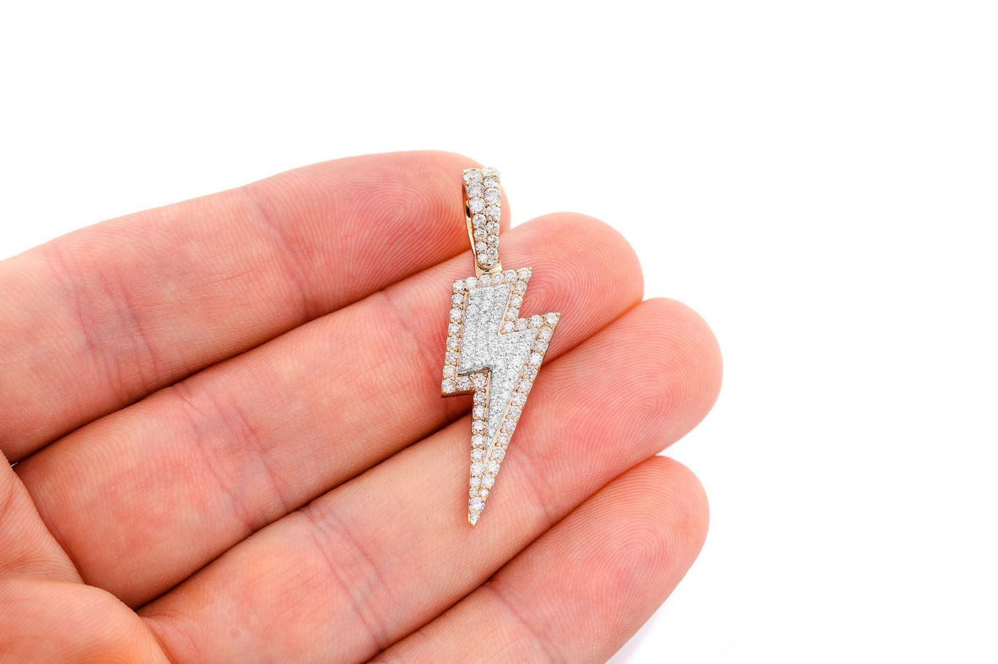 LIGHTNING BOLT DIAMOND PENDANT 14K SOLID GOLD 1.25CTW