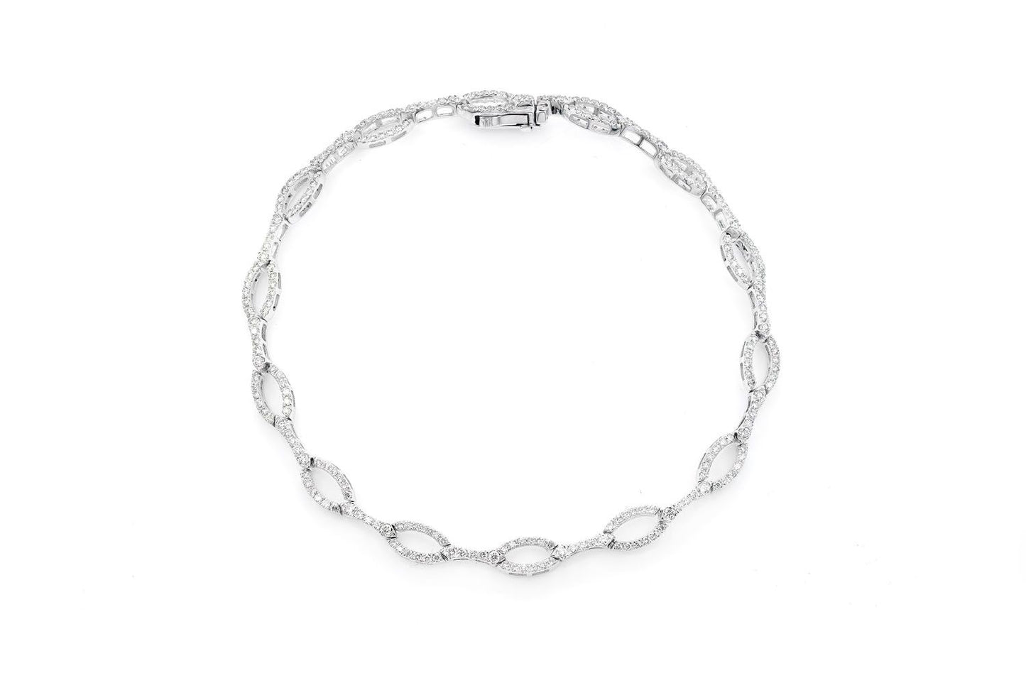 OVAL LINE LINK DIAMOND BRACELET 14K SOLID GOLD 1.50CTW