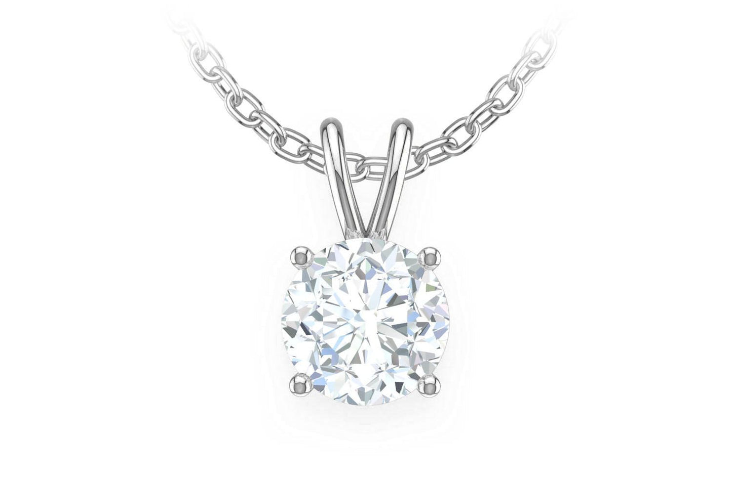 0.25CT ROUND SOLITAIRE DIAMOND PENDANT 14K SOLID GOLD