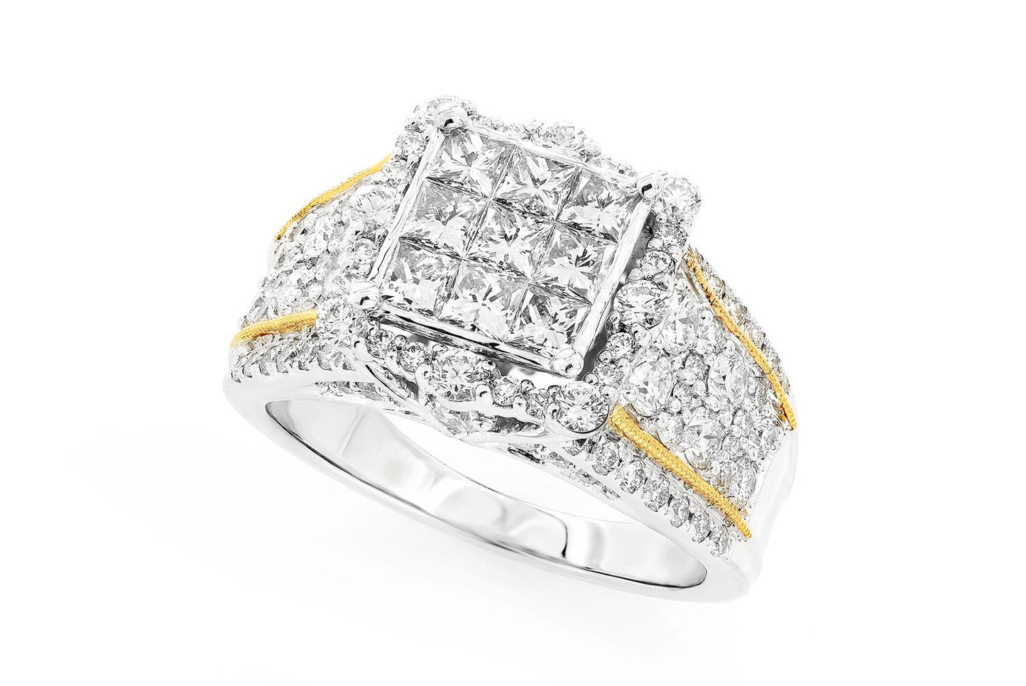 2.50CTW INVISIBLE PRINCESS CUT - DIAMOND ENGAGEMENT RING