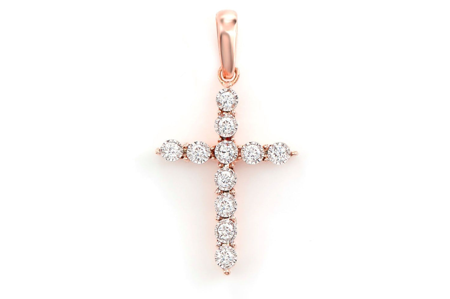 TINY DIAMOND CROSS 14K SOLID GOLD 0.05CTW