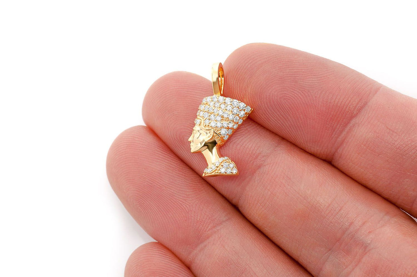 NEFERTITI DIAMOND PENDANT 14K SOLID GOLD 0.25CTW