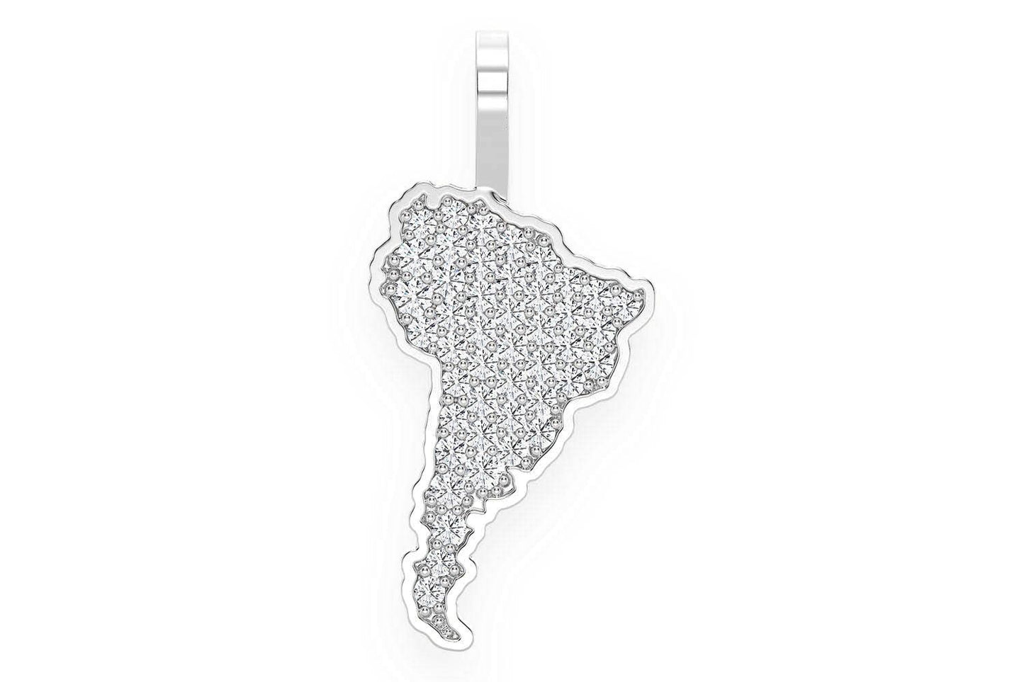SOUTH AMERICA CONTINENT DIAMOND PENDANT 14K SOLID GOLD 0.25CTW