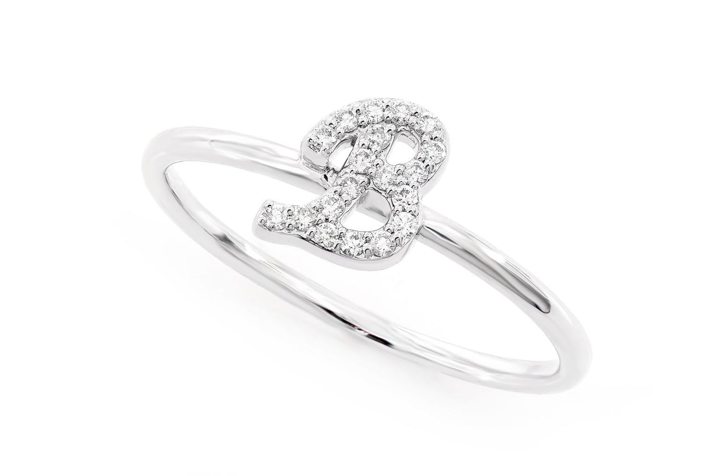 INEL CU DIAMANT CU LITERA CURSIVĂ B, AUR MASIV DE 14K, 0.05CT