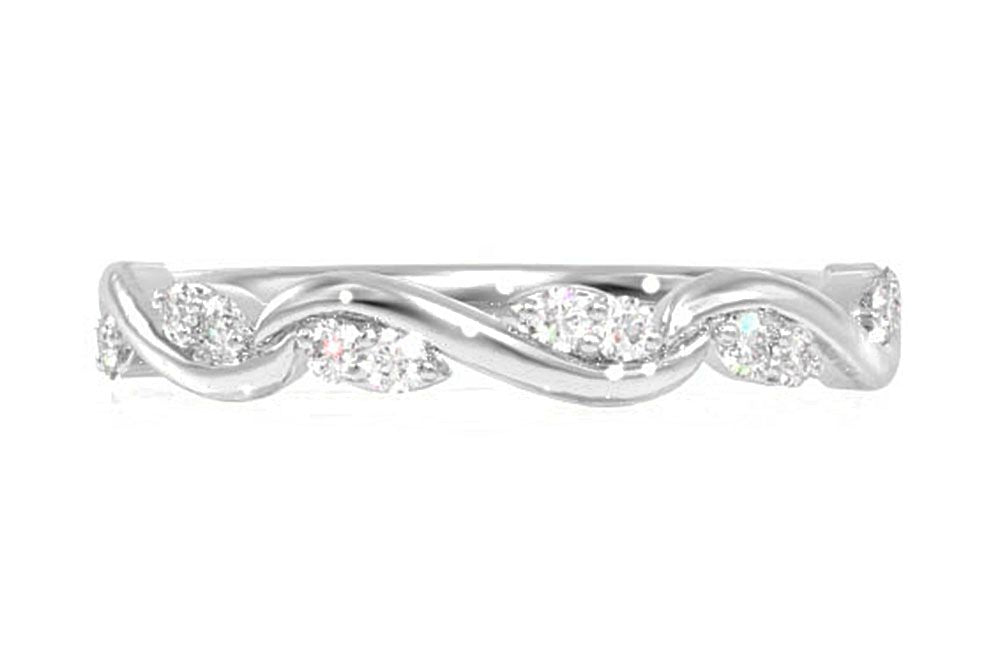 LEAF ON VINE DIAMOND BAND 14K SOLID GOLD 0.10CTW