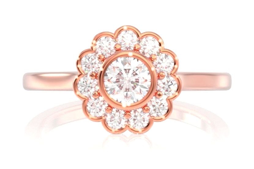 BEZEL SCALLOP HALO FLORI AUR MASIV 14K 0.50CTW