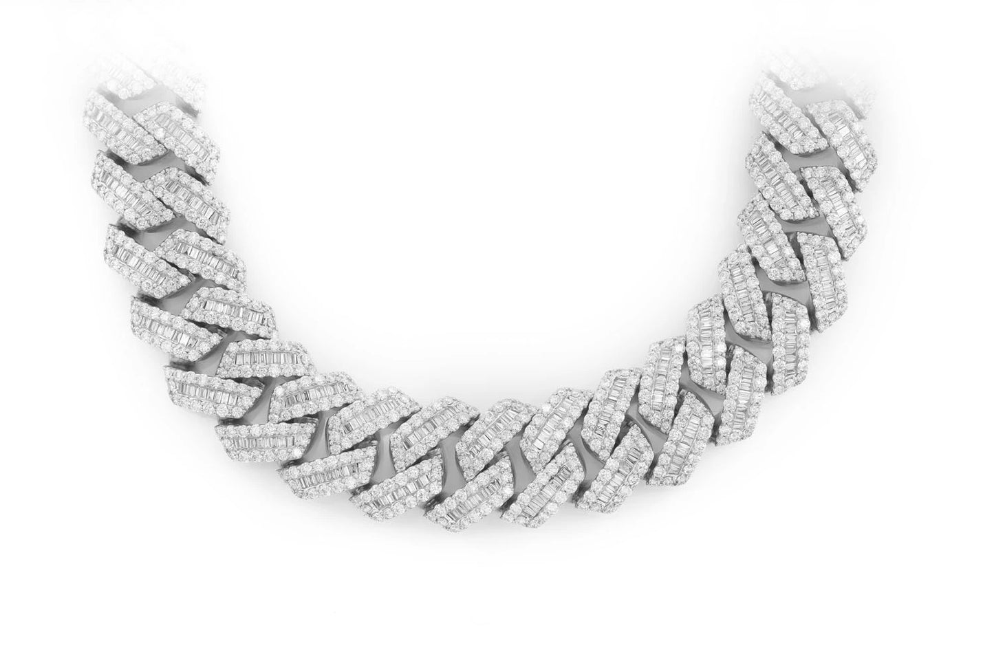 17MM RAISED BAGUETTE MIAMI CUBAN LINK DIAMOND NECKLACE 14K SOLID GOLD 53.65CTW