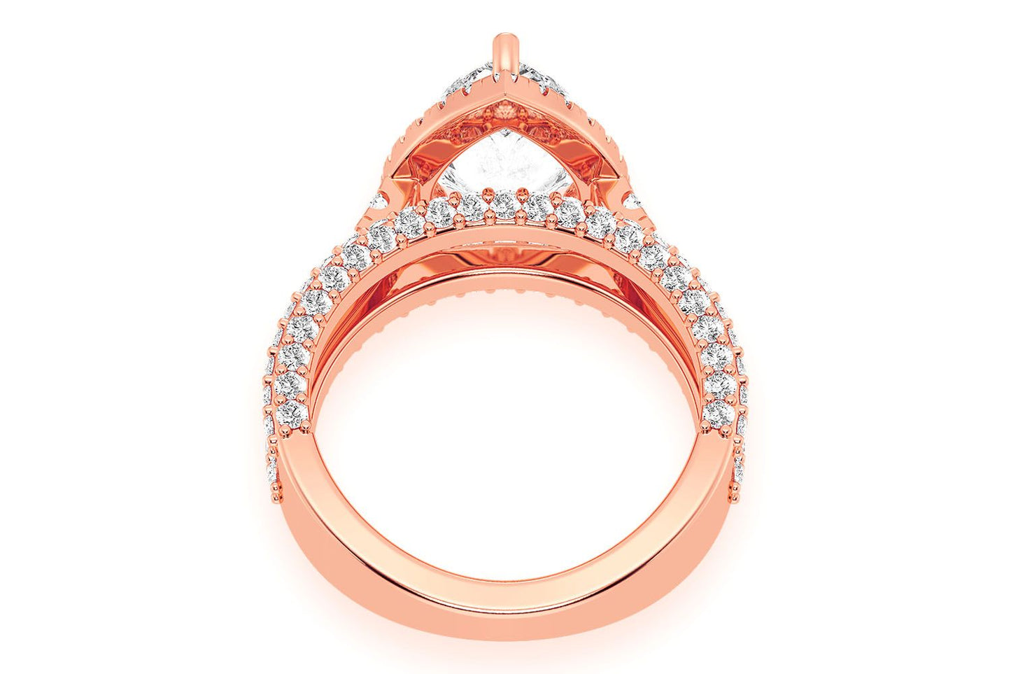 3.00CT PEAR SOLITAIRE - THREE ROW - DIAMOND ENGAGEMENT RING