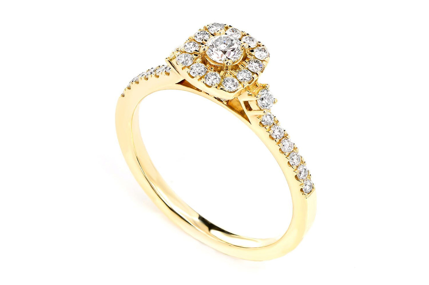 SINGLE BAND DIAMOND HALO ENGAGEMENT RING - 14K SOLID GOLD - 1.00CTW