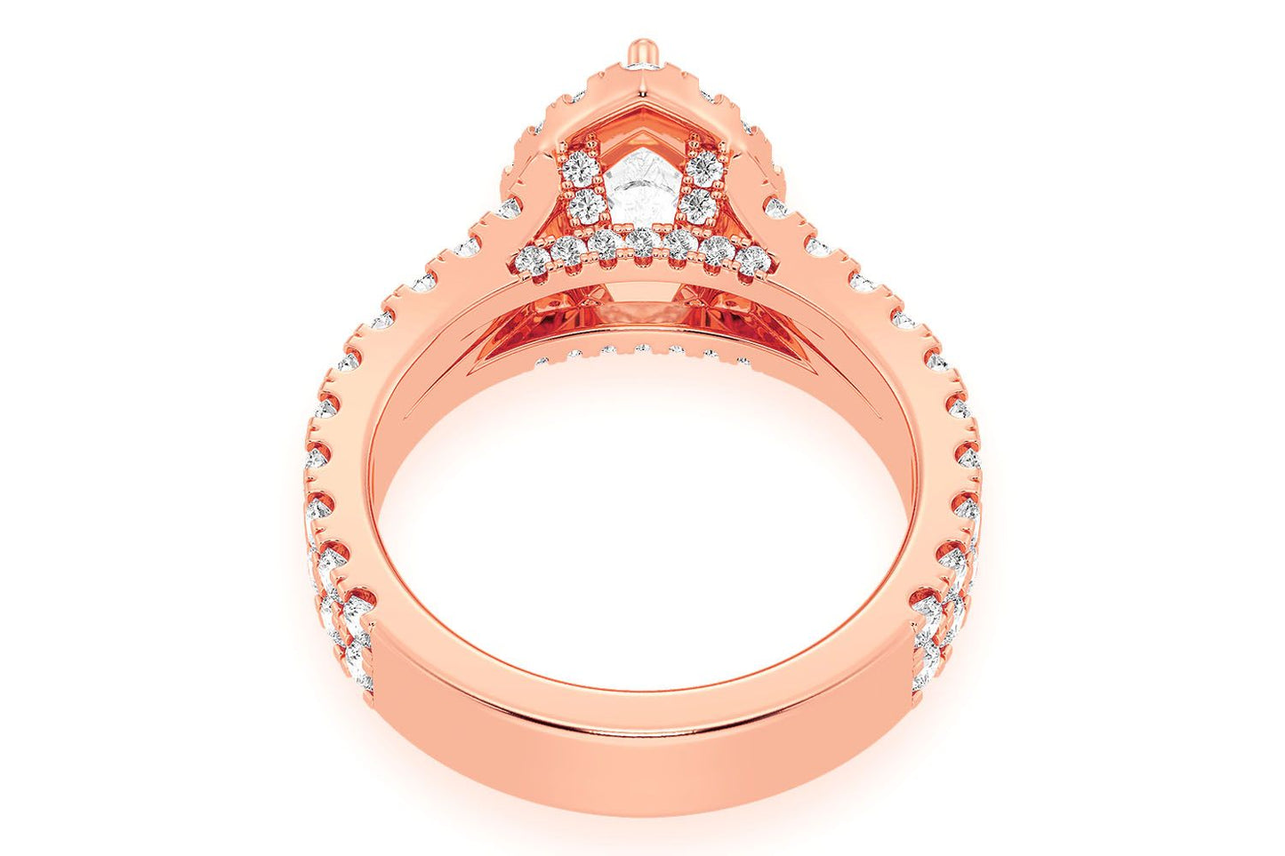 SFINX - SOLITAR CU PARĂ 1.00CT - SCALLOP DESPĂRTAT PE DOUĂ RÂNDURI - INEL DE LOGODNĂ CU DIAMANT