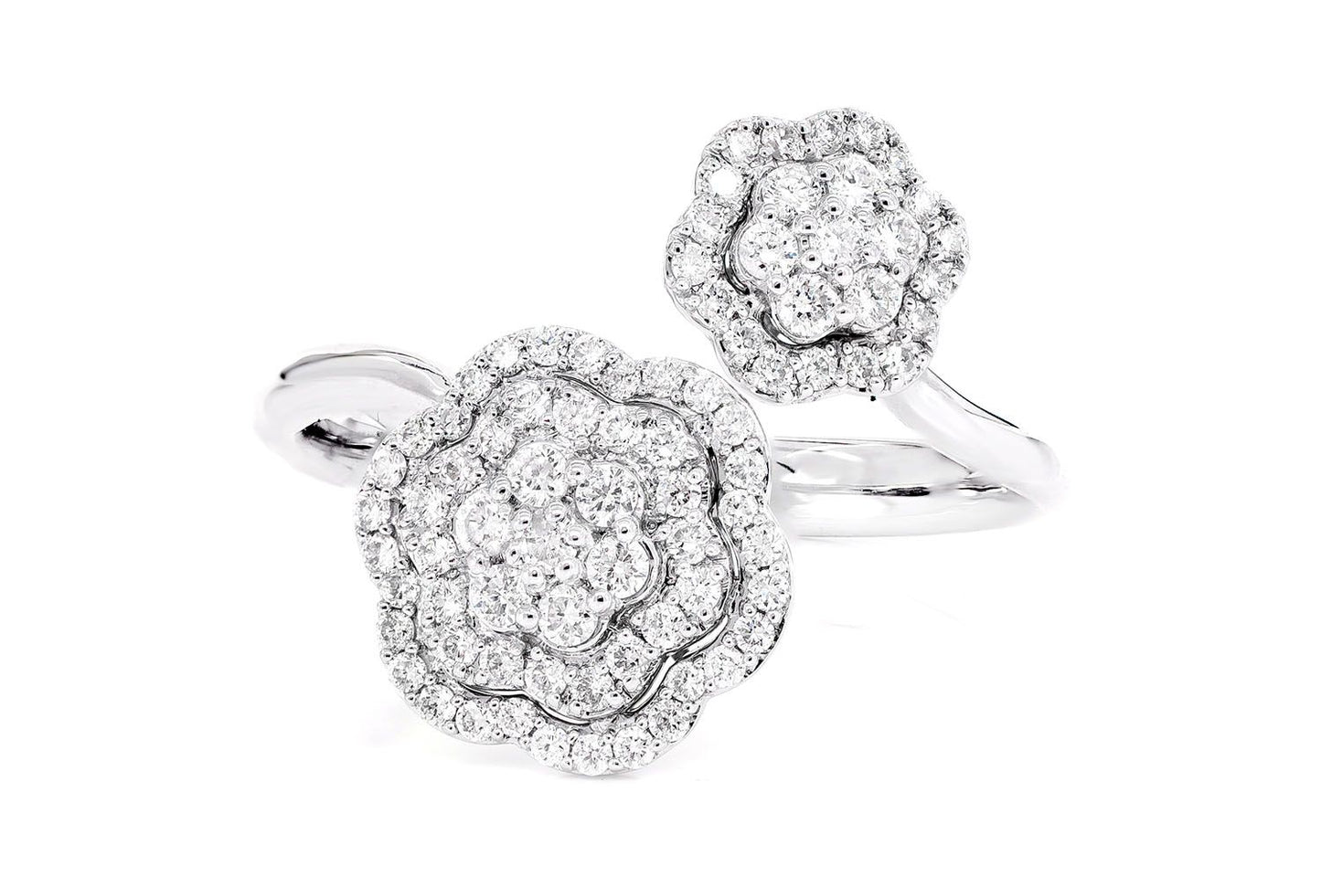 INEL CU DIAMANTE DUBLU HALO FLORAL, AUR MASIV DE 14K, 0.40CT